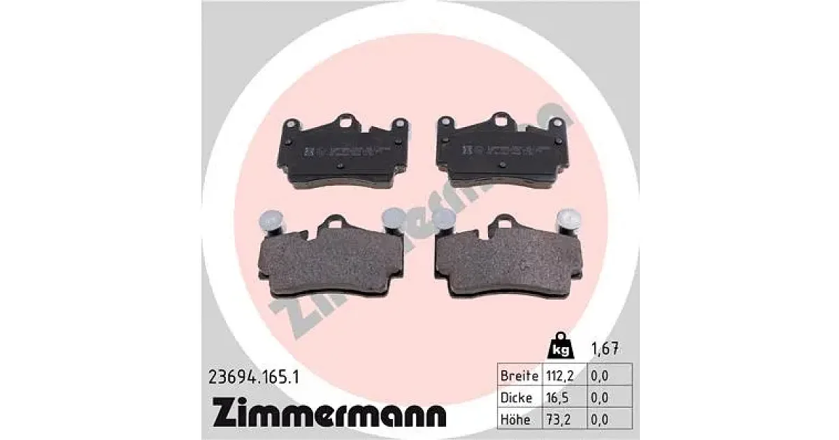 236941651 - ZIMMERMANN - Комплект тормозных колодок, дисковый тормоз