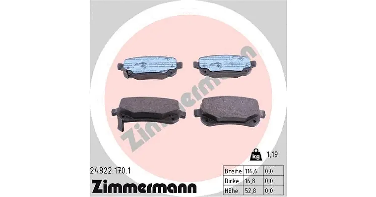 248221701 - ZIMMERMANN - Комплект тормозных колодок, дисковый тормоз