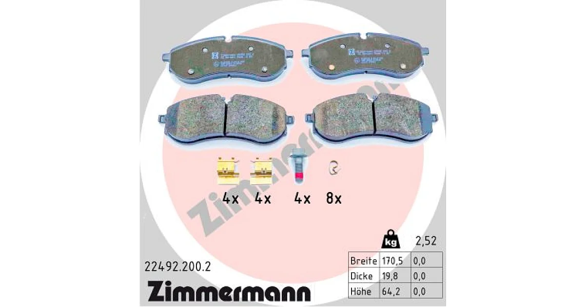 224922002 - ZIMMERMANN - Комплект тормозных колодок, дисковый тормоз