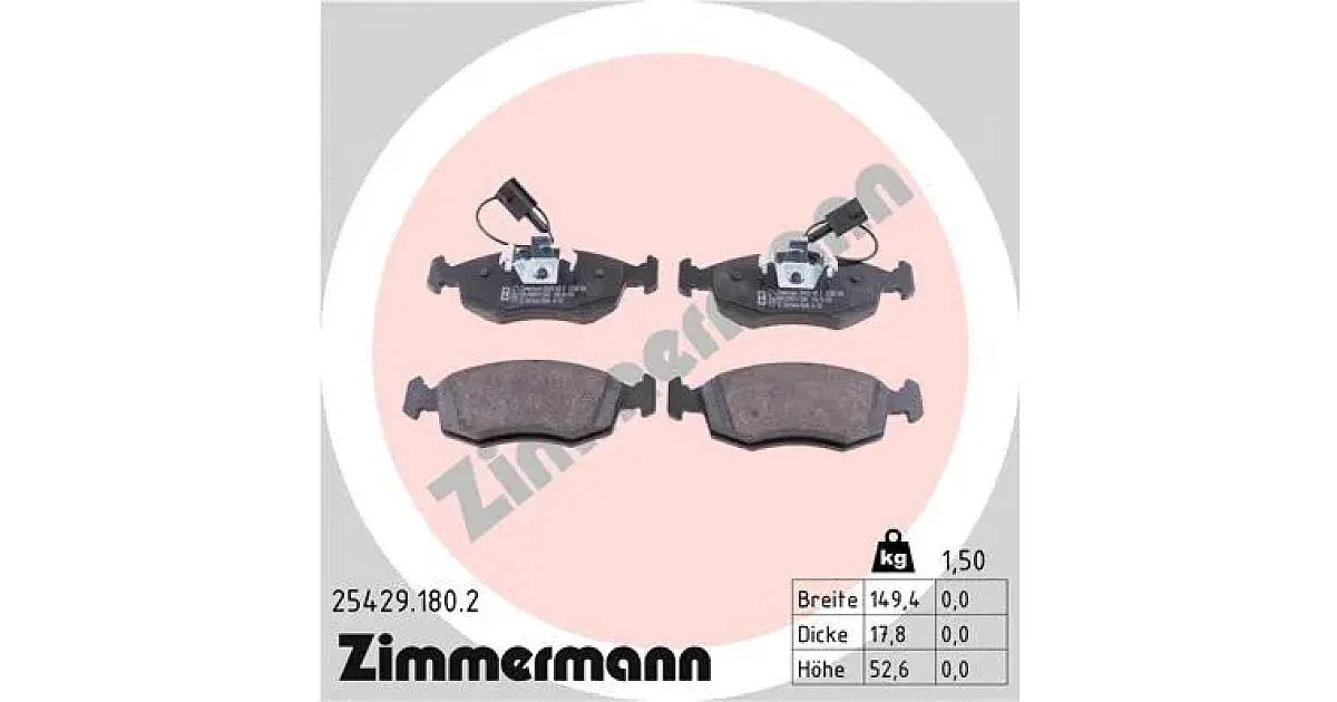 254291802 - ZIMMERMANN - Комплект тормозных колодок, дисковый тормоз