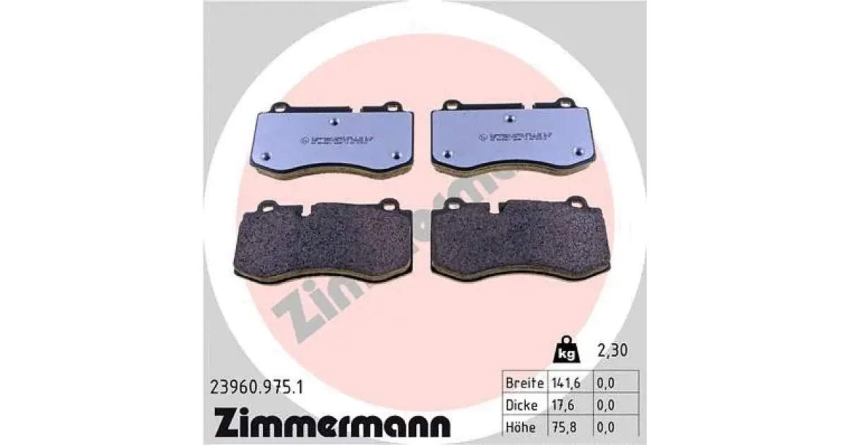 ZIMMERMANN 23960.975.1, Комплект тормозных колодок, дисковый тормоз