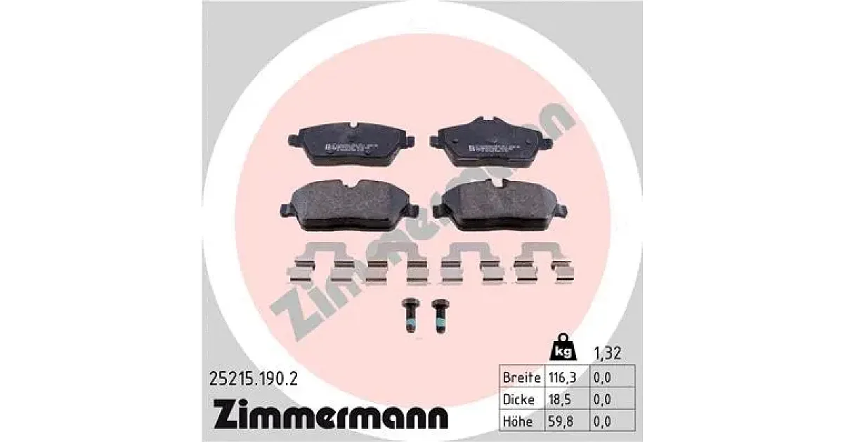 252151902 - ZIMMERMANN - Комплект тормозных колодок, дисковый тормоз
