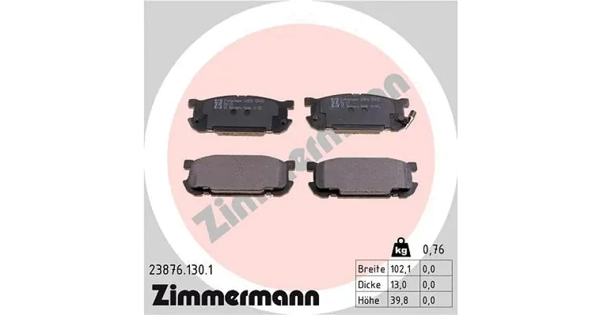 238761301 - ZIMMERMANN - Комплект тормозных колодок, дисковый тормоз