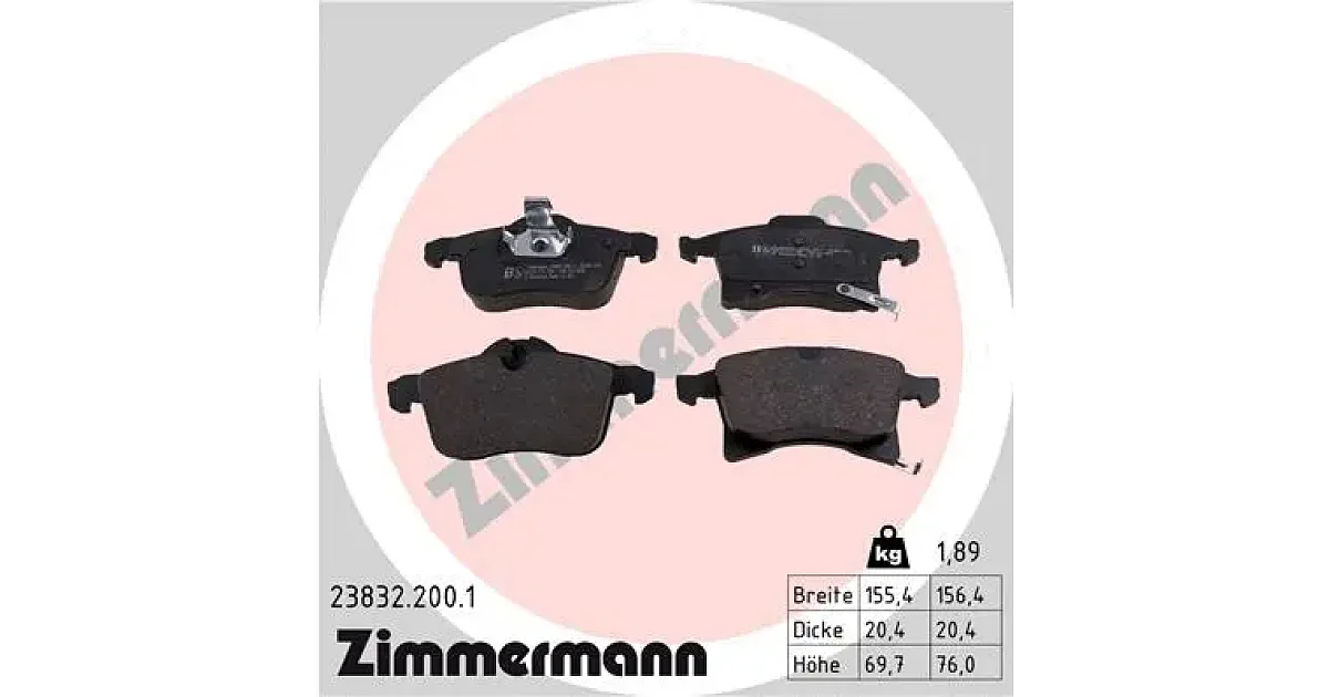 238322001 - ZIMMERMANN - Комплект тормозных колодок, дисковый тормоз