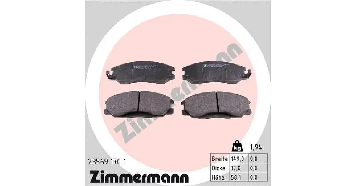 235691701 - ZIMMERMANN - Комплект тормозных колодок, дисковый тормоз
