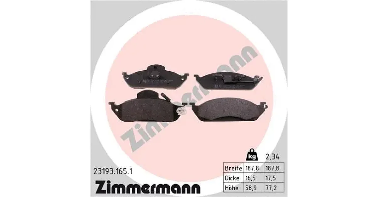 231931651 - ZIMMERMANN - Комплект тормозных колодок, дисковый тормоз
