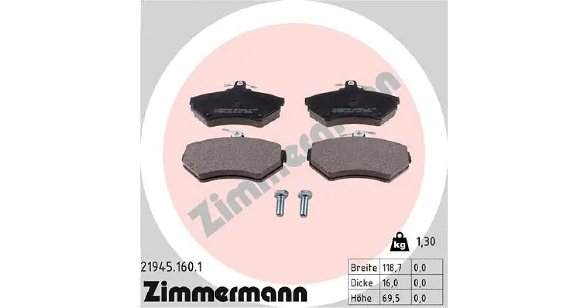 219451601 - ZIMMERMANN - Комплект тормозных колодок, дисковый тормоз