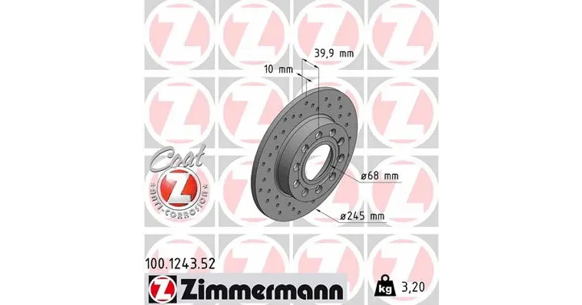 ZIMMERMANN 100.1243.52 (100124352), Тормозной диск