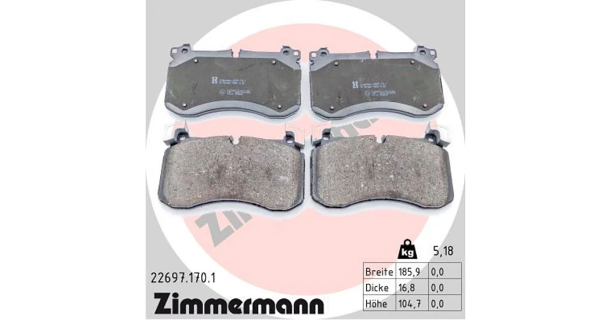226971701 - ZIMMERMANN - Комплект тормозных колодок, дисковый тормоз