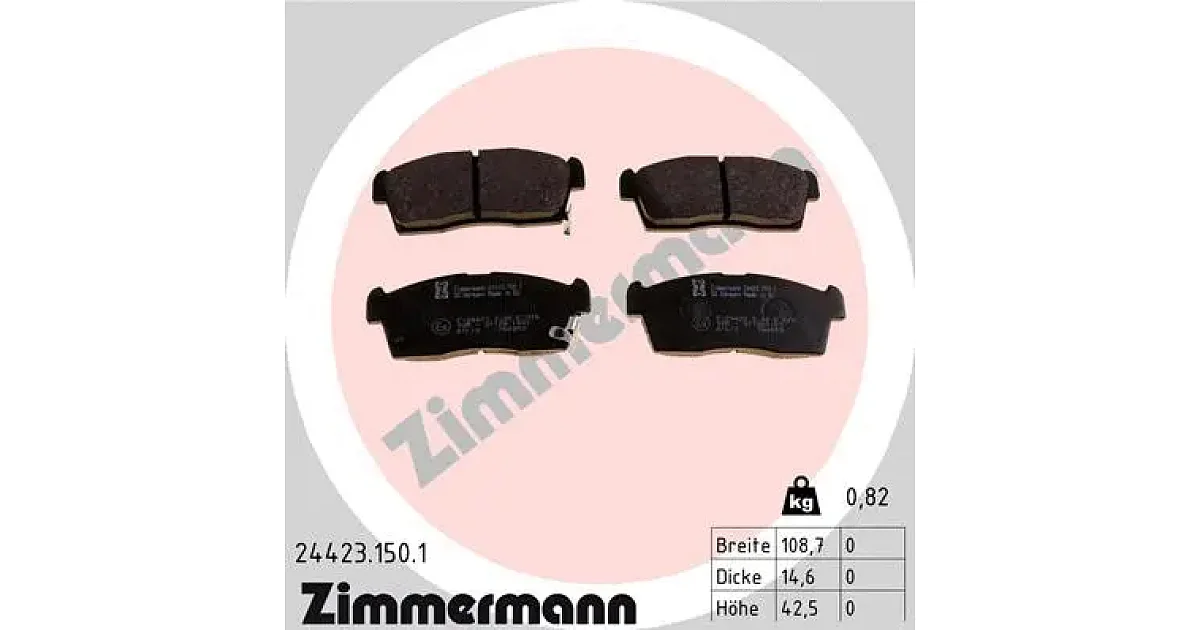 244231501 - ZIMMERMANN - Комплект тормозных колодок, дисковый тормоз