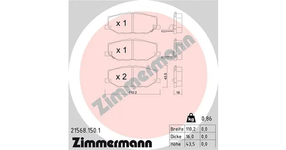 215681501 - ZIMMERMANN - Комплект тормозных колодок, дисковый тормоз