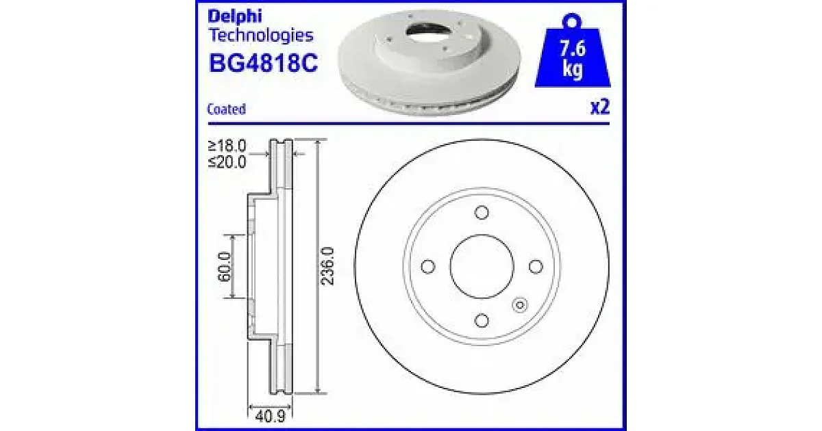 DELPHI BG4818C, Тормозной диск