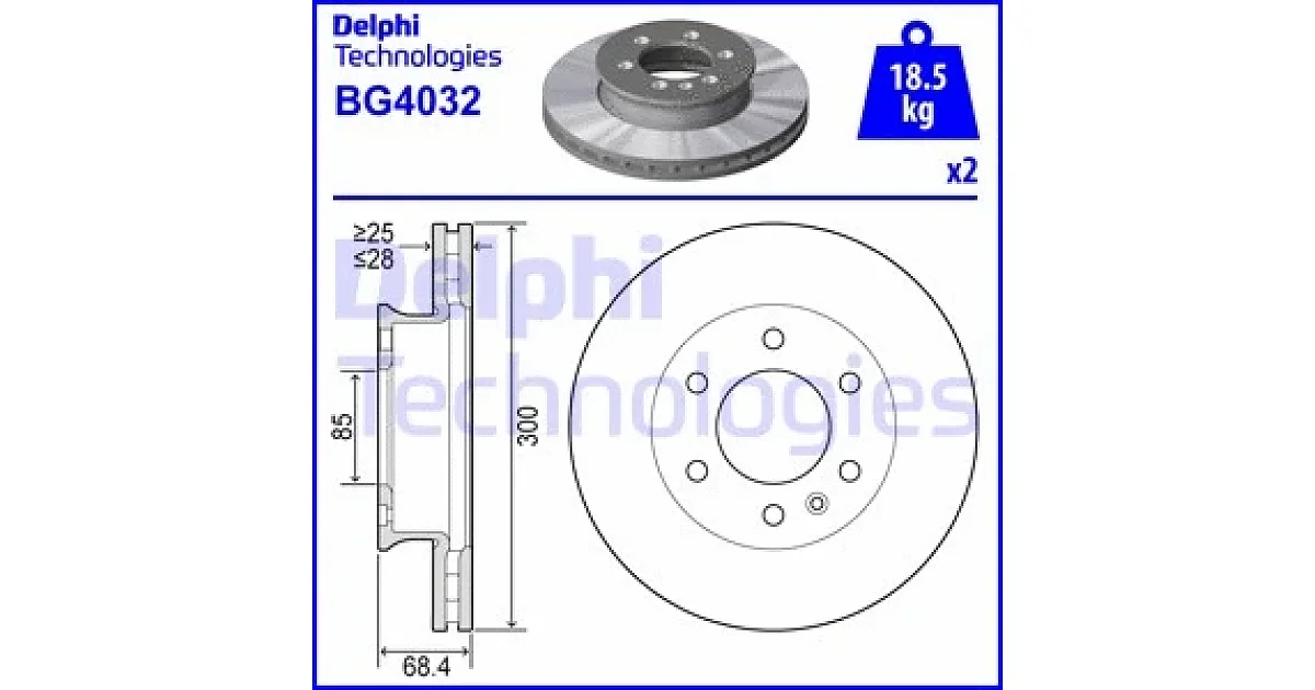 DELPHI BG4032, Тормозной диск