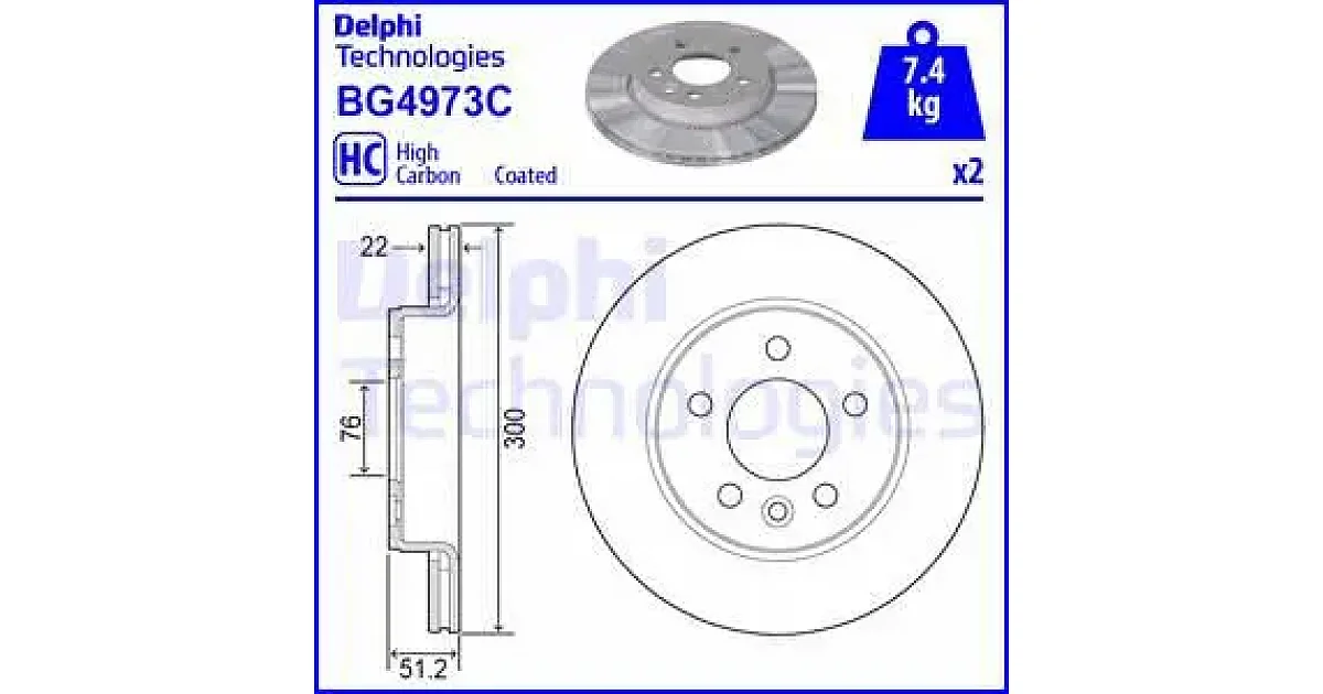 DELPHI BG4973C, Тормозной диск