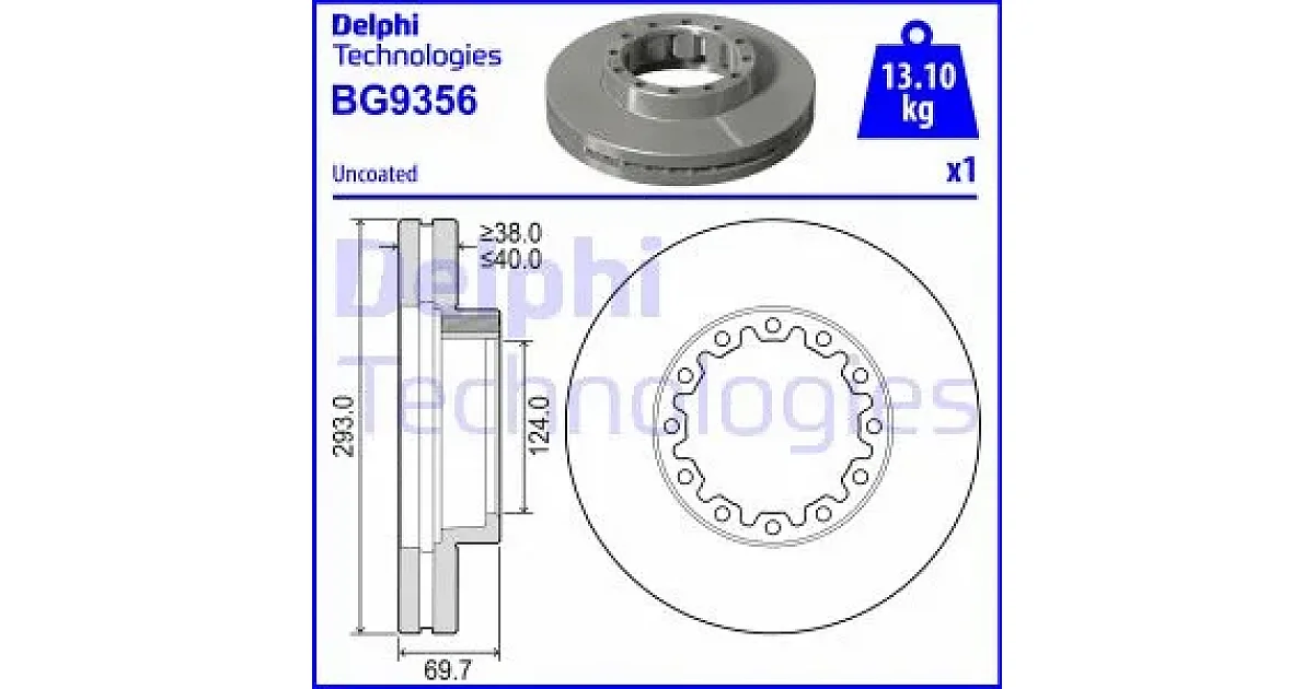 DELPHI BG9356, Тормозной диск