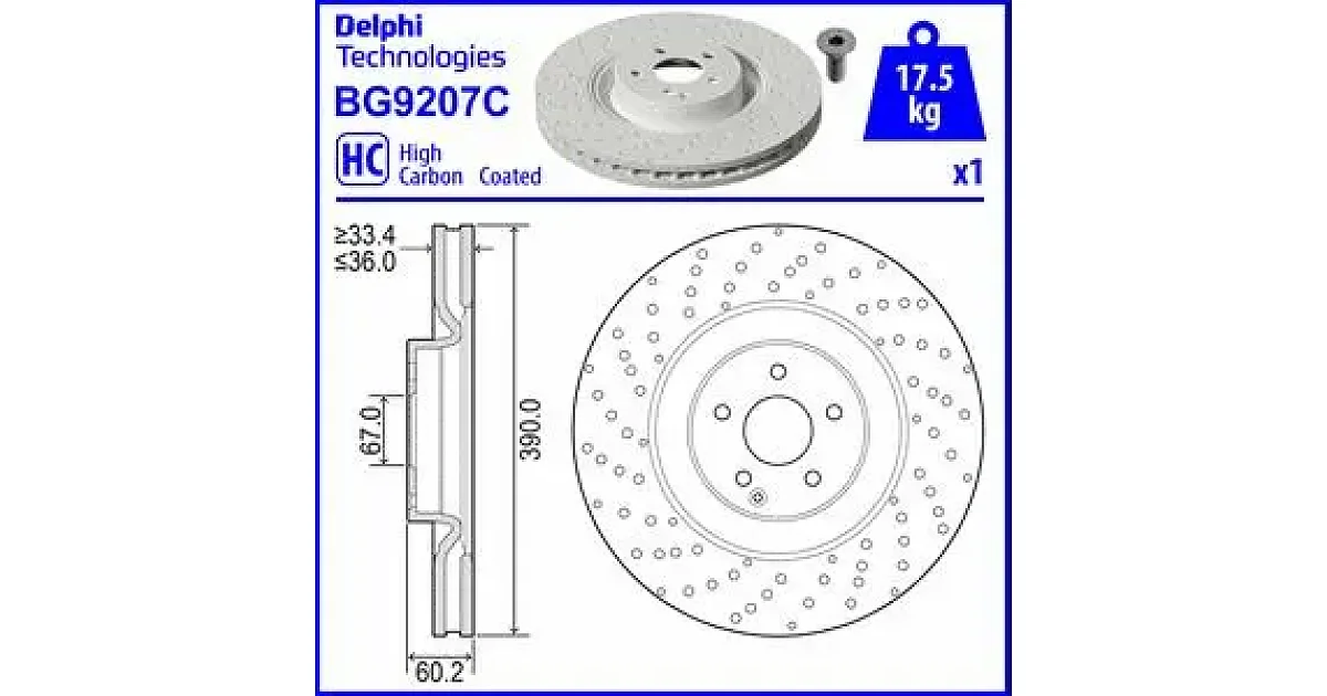 DELPHI BG9207C, Тормозной диск
