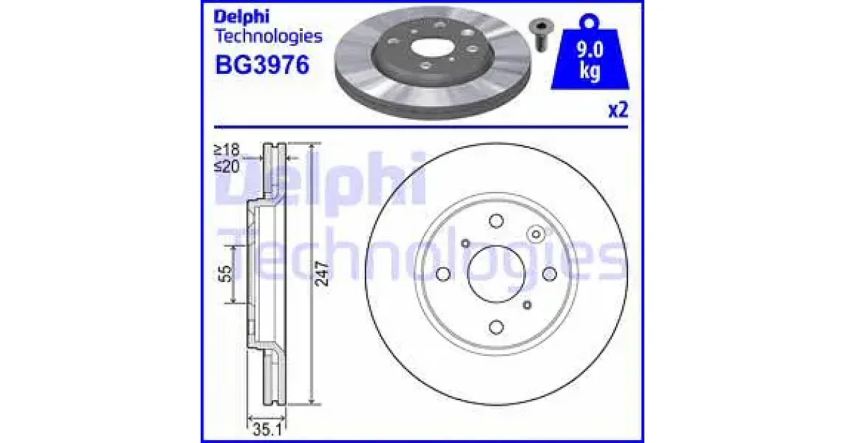 DELPHI BG3976, Тормозной диск