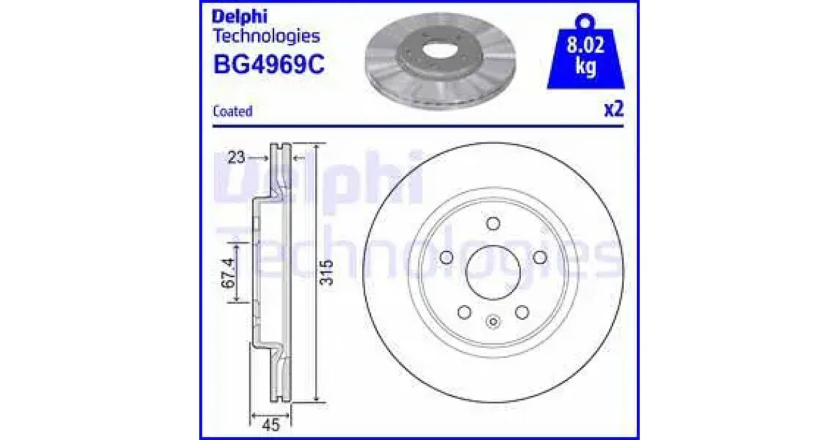DELPHI BG4969C, Тормозной диск
