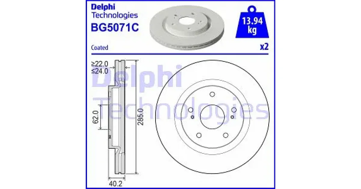 DELPHI BG5071C, Тормозной диск