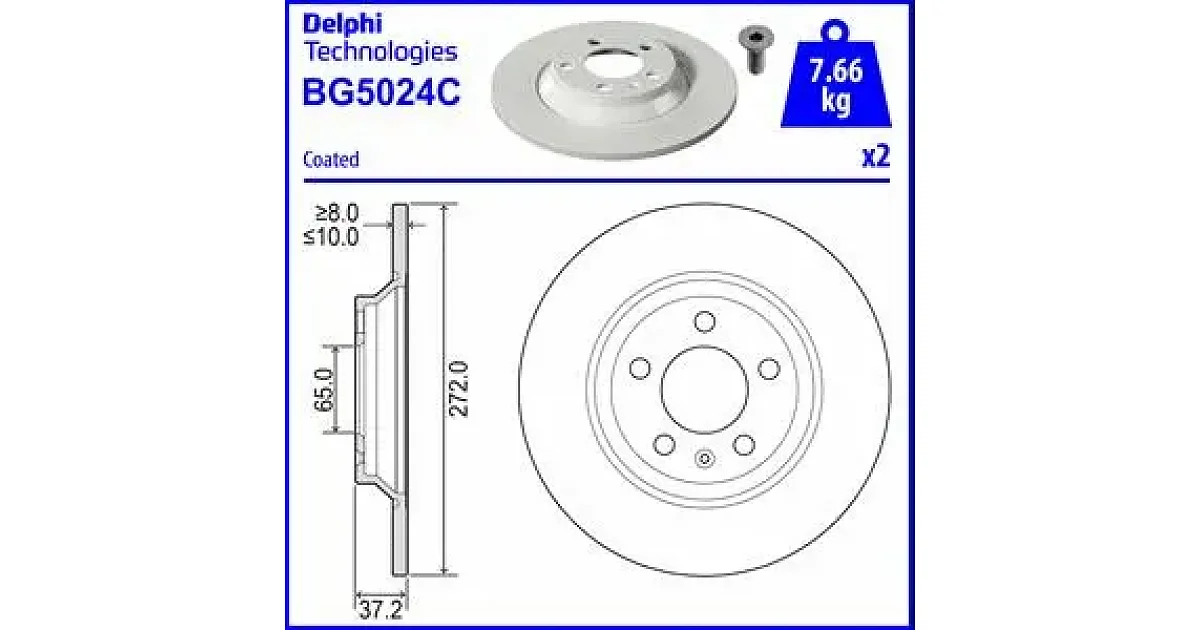 DELPHI BG5024C, Тормозной диск