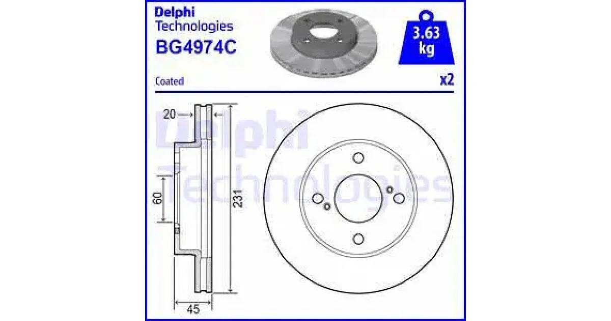DELPHI BG4974C, Тормозной диск