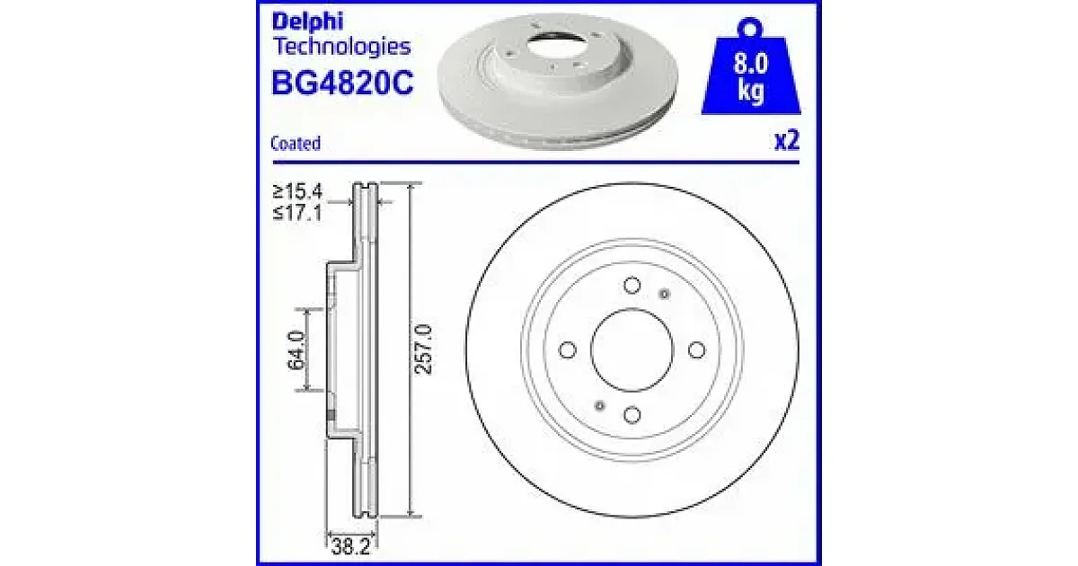 DELPHI BG4820C, Тормозной диск