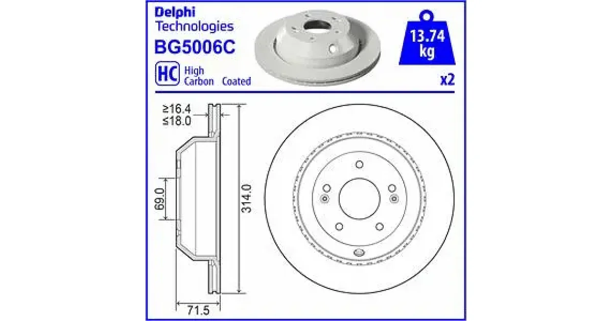 BG5006C - DELPHI - Тормозной диск