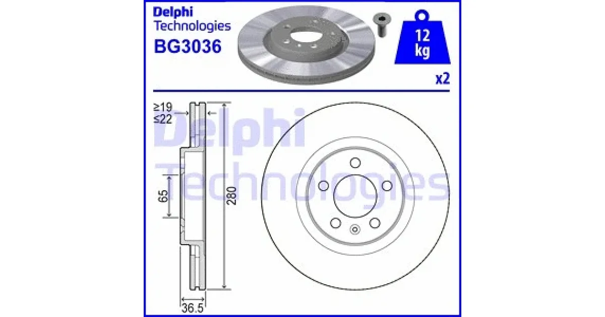 DELPHI BG3036, Тормозной диск