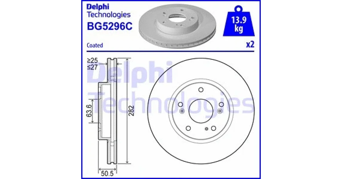 DELPHI BG5296C, Тормозной диск