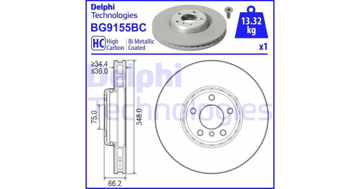 DELPHI BG9155BC, Тормозной диск