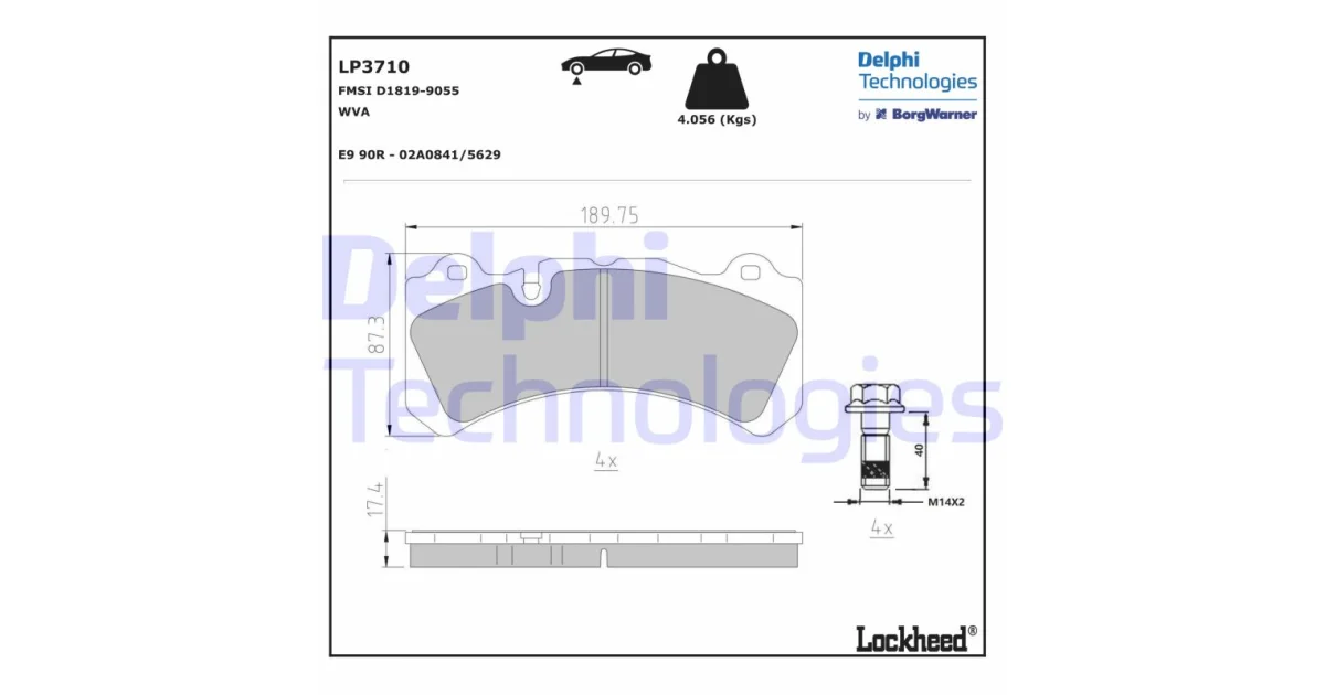 DELPHI LP3710, Комплект тормозных колодок, дисковый тормоз