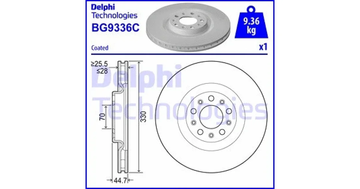 DELPHI BG9336C, Тормозной диск