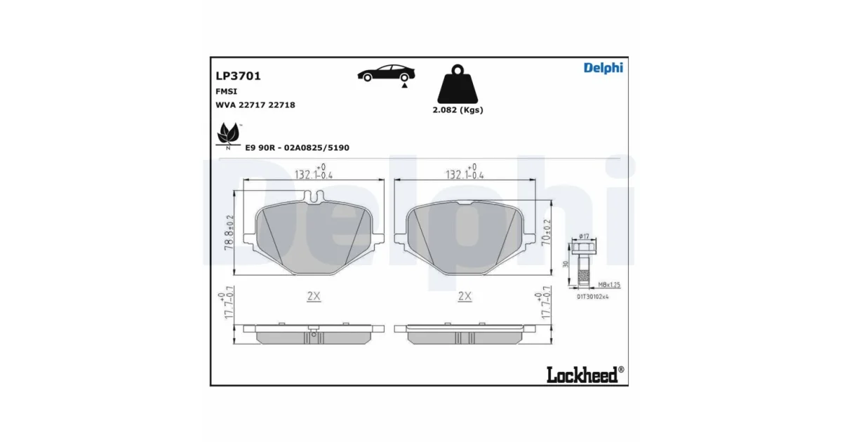 DELPHI LP3701, Комплект тормозных колодок, дисковый тормоз