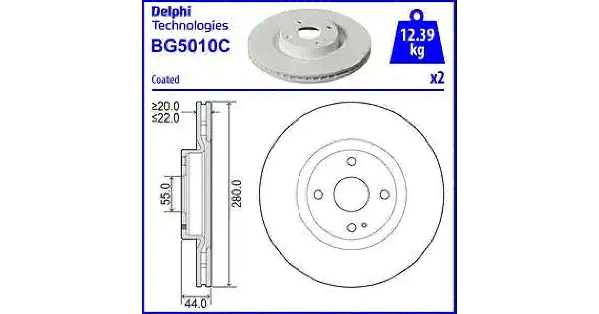 DELPHI BG5010C, Тормозной диск
