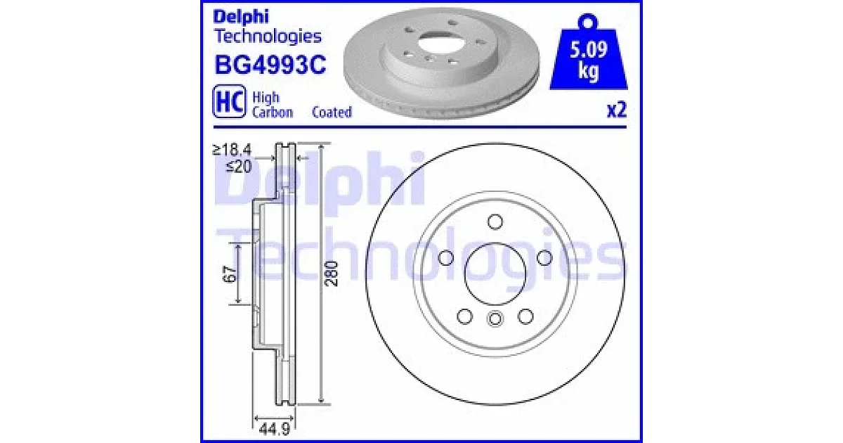 DELPHI BG4993C, Тормозной диск