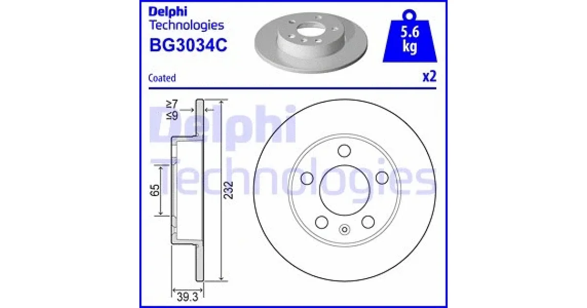 DELPHI BG3034C, Тормозной диск