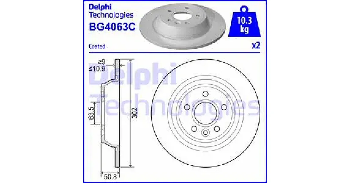 DELPHI BG4063C, Тормозной диск