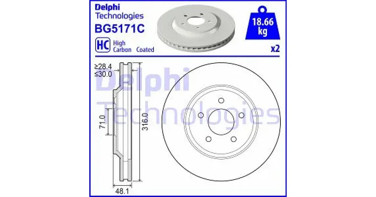 DELPHI BG5171C, Тормозной диск