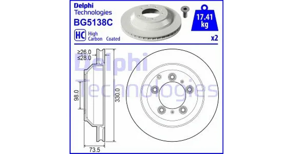 DELPHI BG5138C, Тормозной диск