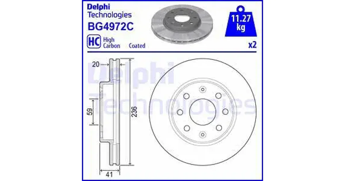 DELPHI BG4972C, Тормозной диск