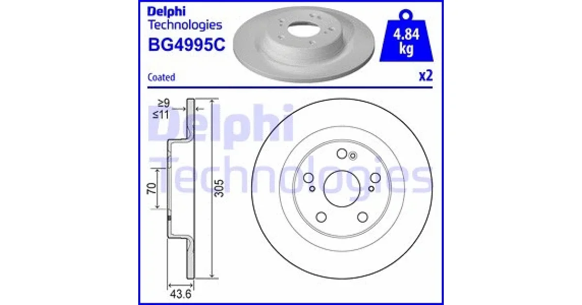 DELPHI BG4995C, Тормозной диск