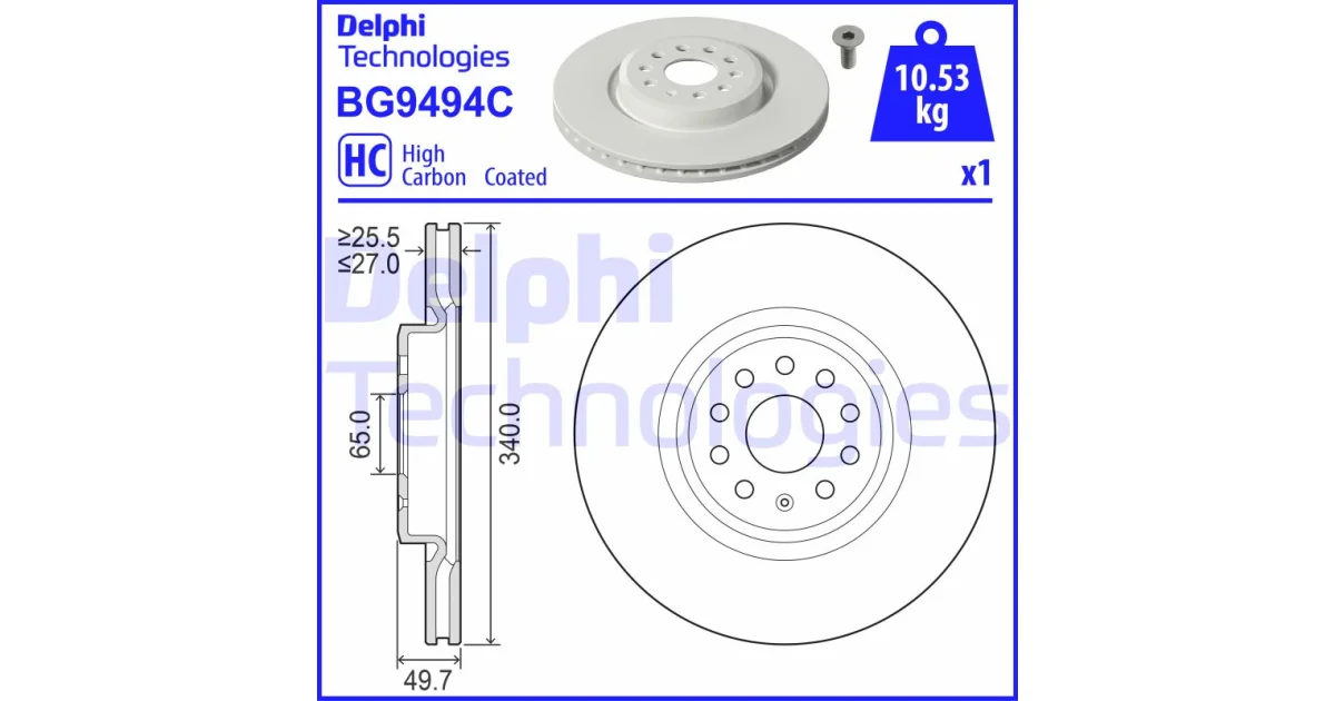 DELPHI BG9494C, Тормозной диск