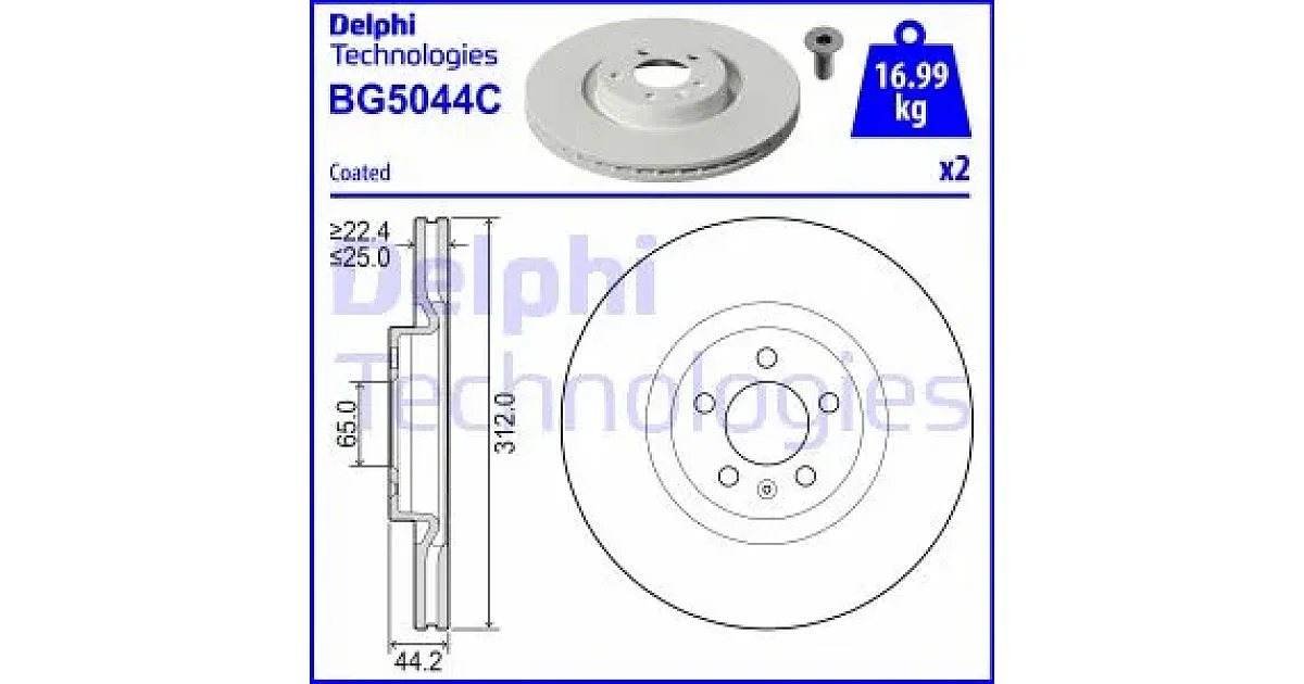 DELPHI BG5044C, Тормозной диск