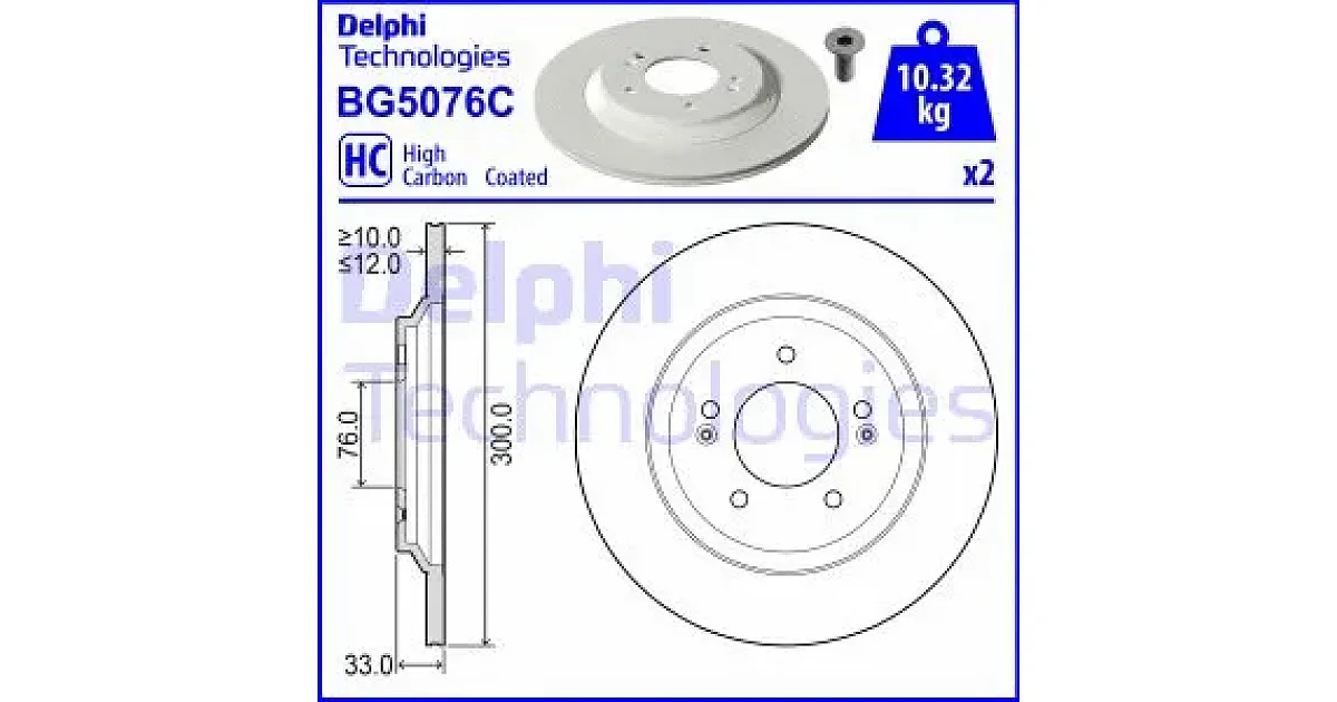 BG5076C - DELPHI - Тормозной диск