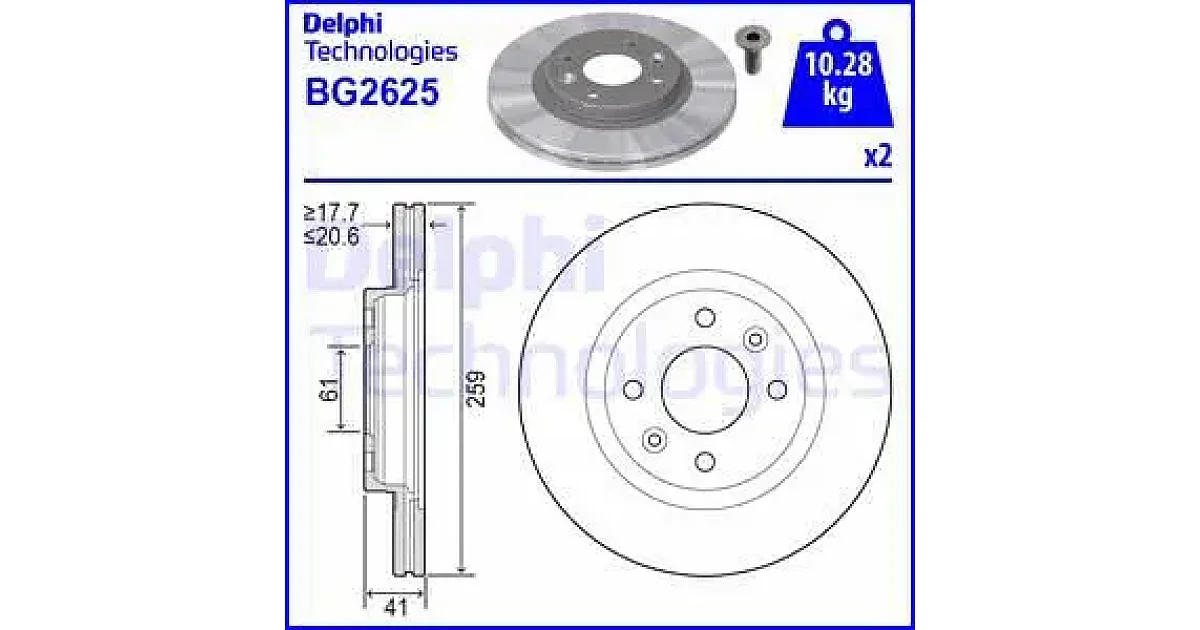 DELPHI BG2625, Тормозной диск