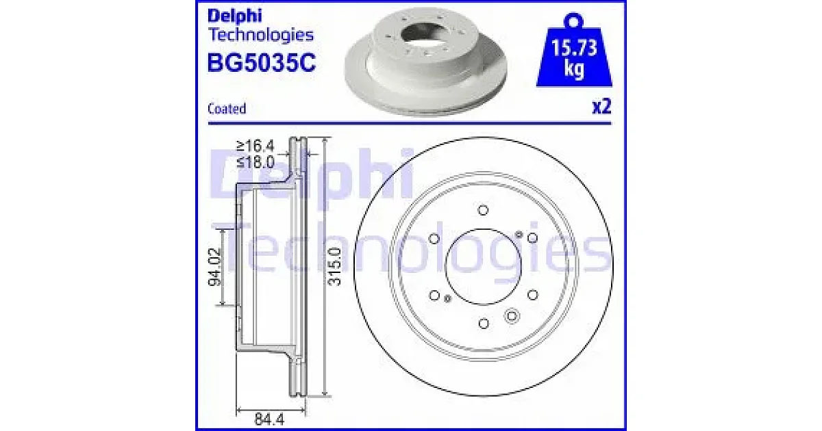 DELPHI BG5035C, Тормозной диск