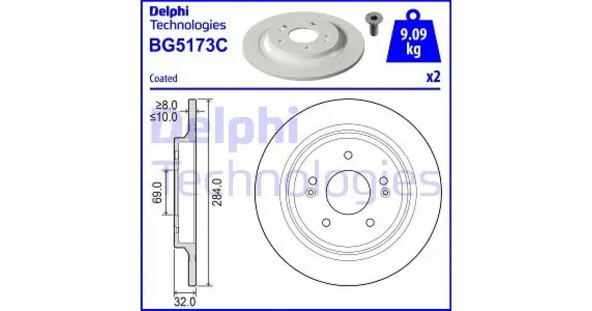 DELPHI BG5173C, Тормозной диск