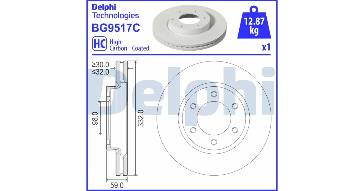 DELPHI BG9517C, Тормозной диск
