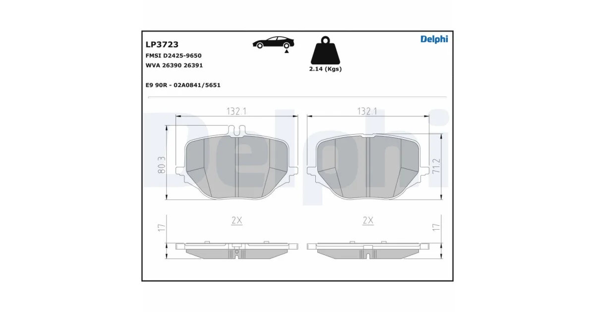 DELPHI LP3723, Комплект тормозных колодок, дисковый тормоз