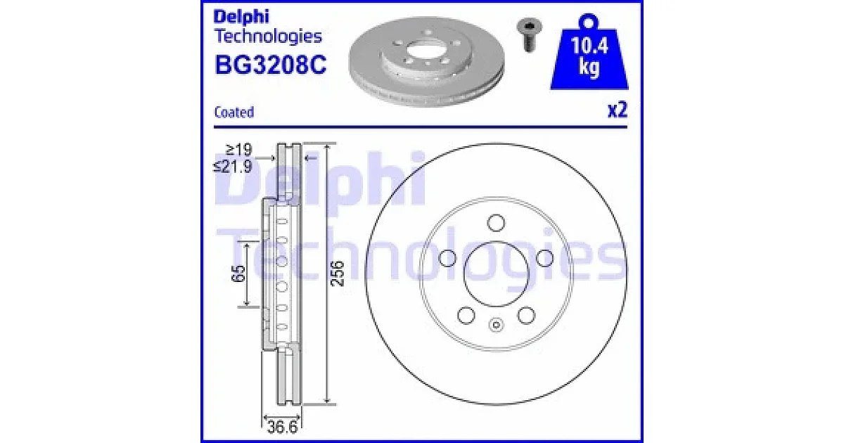 DELPHI BG3208C, Тормозной диск